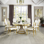 Fallon - Side Chair (Set of 2) - White Velvet & Mirrored Gold - R&R Furniture Gallery (Fountain Valley, CA)
