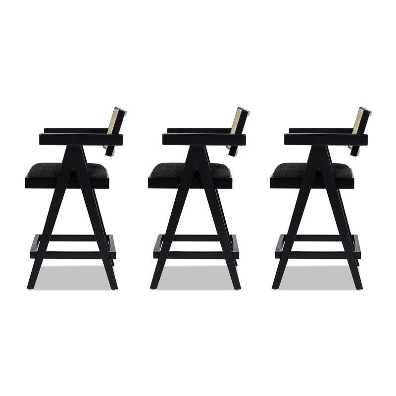 Milan - Modern Webbing Back Stool With Arms (Set of 3) - R&R Furniture Gallery (Fountain Valley, CA)