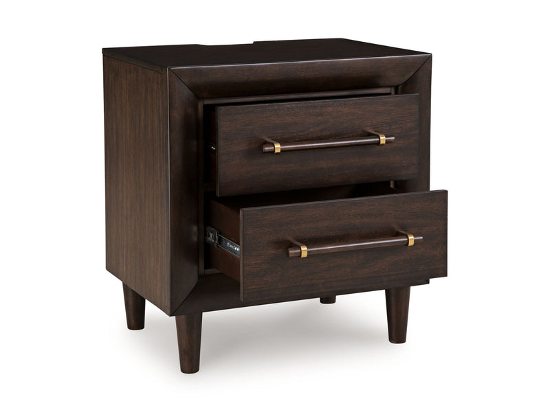 Dantenton - Two Drawer Night Stand - Merlot - R&R Furniture Gallery (Fountain Valley, CA)