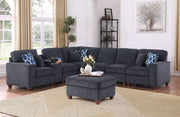 Gina - Sectional Sofa With Ottoman - Black - R&R Furniture Gallery (Fountain Valley, CA)