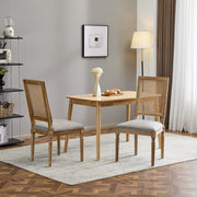 French Country Dining Chair With Rectangular Cane Backrest And Smooth Upholstered Seating - R&R Furniture Gallery (Fountain Valley, CA)