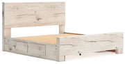 Signature Design by Ashley Lawroy panel storage bed with built-in drawers and modern wood finish for bedroom comfort.