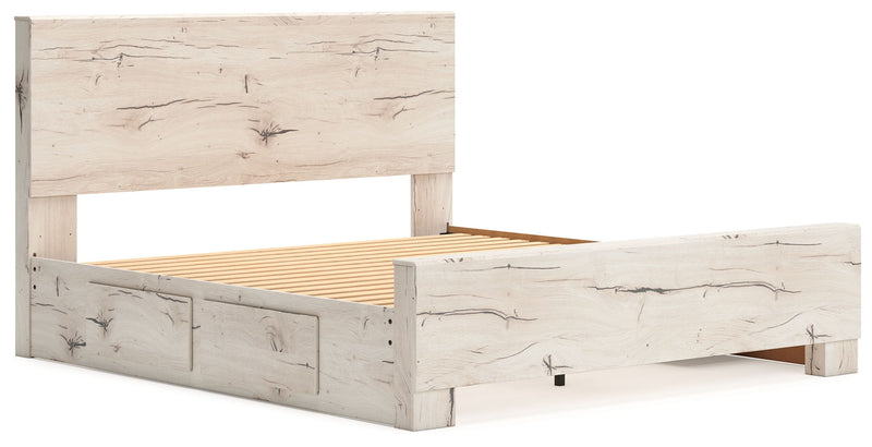 Signature Design by Ashley Lawroy panel storage bed with built-in drawers and modern wood finish for bedroom comfort.