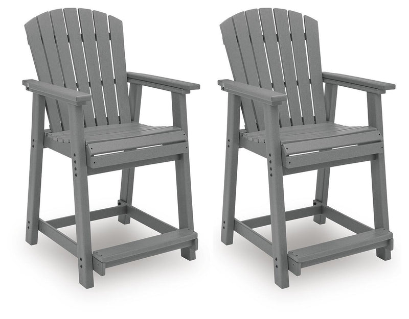Set of two dark gray Sanctuary Beach barstools by Signature Design by Ashley® with cushioned seats and sleek modern design.
