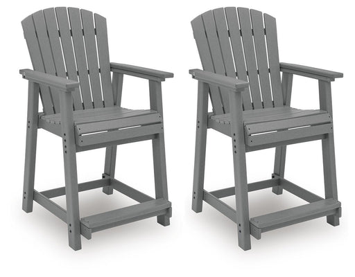 Set of two dark gray Sanctuary Beach barstools by Signature Design by Ashley® with cushioned seats and sleek modern design.