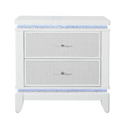Adalid - Nightstand With Glittered Drawer Front And LED Lighting - White - R&R Furniture Gallery (Fountain Valley, CA)