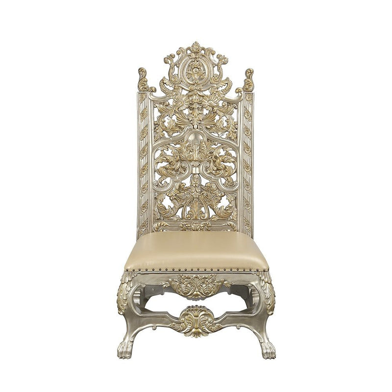 Danae - Side Chair (Set of 2) - Synthetic Leather , Champagne & Gold - R&R Furniture Gallery (Fountain Valley, CA)