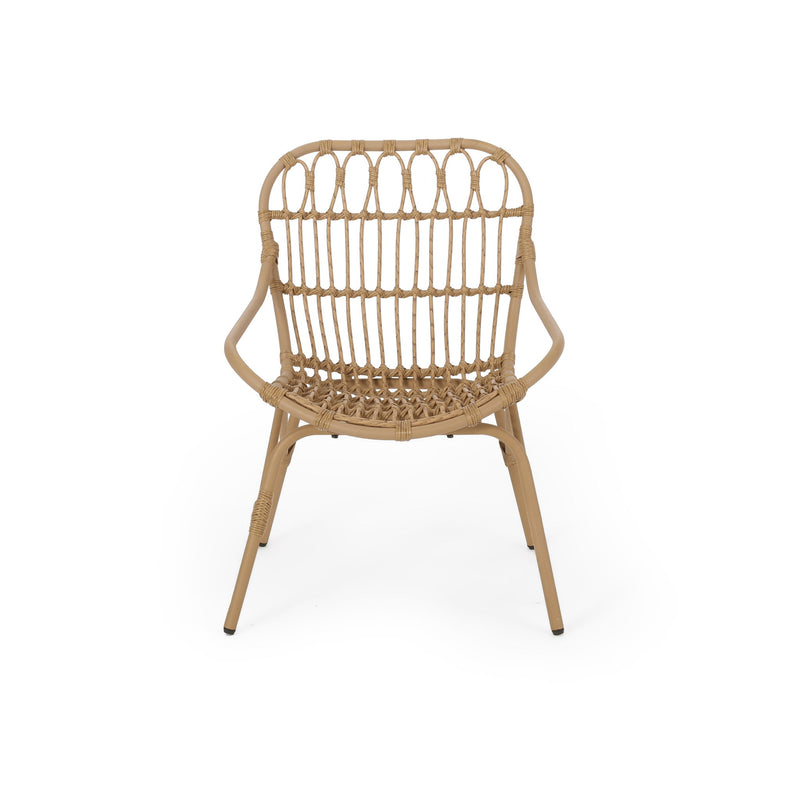 Noble House Monsoon outdoor accent chair with open weave design, featuring a stylish frame and comfortable seating for outdoor spaces.