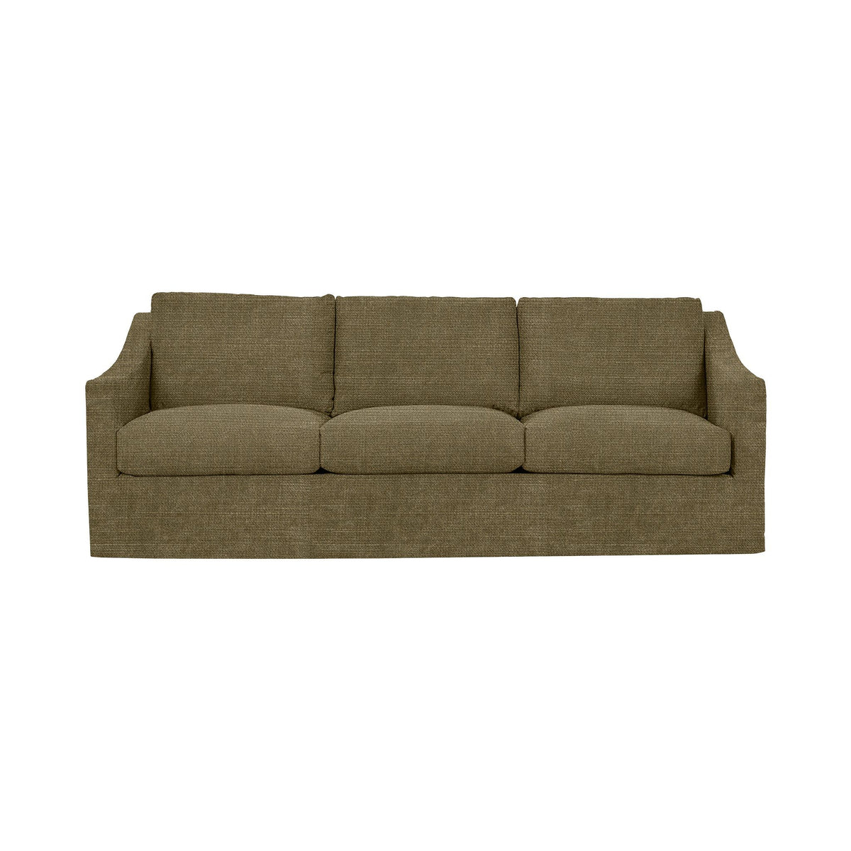 Classic Home Kipton upholstered stationary sofa with plush cushions and a stylish fabric finish, shown in a cozy living room setting.