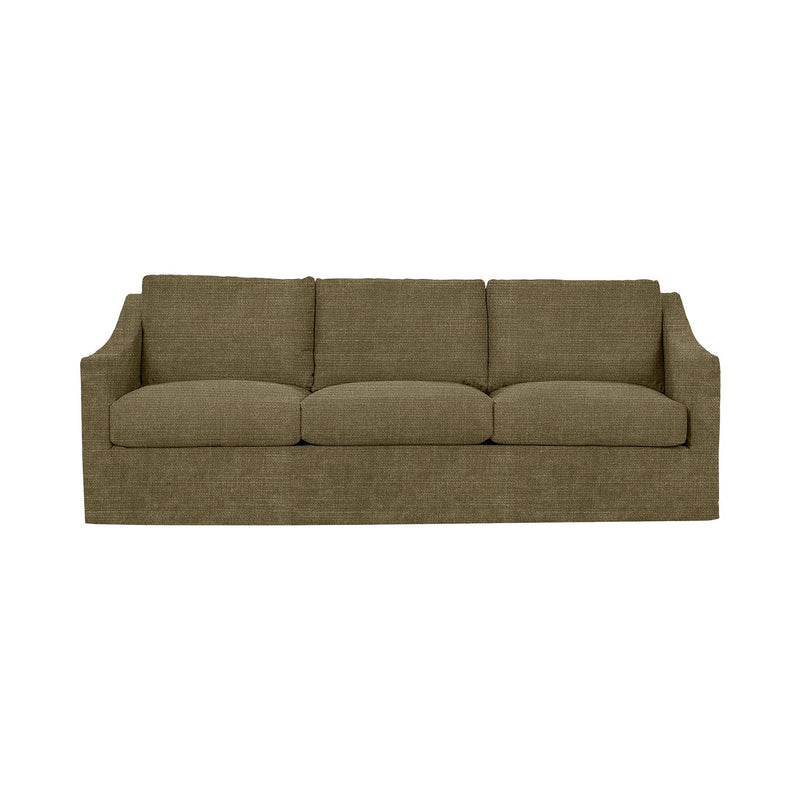 Classic Home Kipton upholstered stationary sofa with plush cushions and a stylish fabric finish, shown in a cozy living room setting.