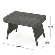 Outdoor Wicker Table With Rectangular Tabletop - Gray - R&R Furniture Gallery (Fountain Valley, CA)