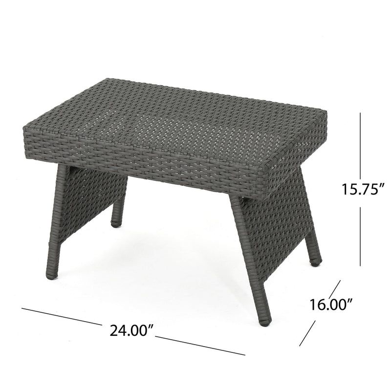 Outdoor Wicker Table With Rectangular Tabletop - Gray - R&R Furniture Gallery (Fountain Valley, CA)