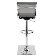 Lumi Source Mirage contemporary adjustable barstool with swivel, bar height (28-30 inches), featuring a modern design and padded seat.