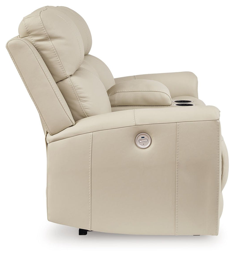 Dahlmoore - Dbl Power Reclining Loveseat With Console - Almond - R&R Furniture Gallery (Fountain Valley, CA)