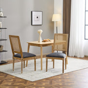 French Country Dining Chair With Rectangular Cane Backrest And Smooth Upholstered Seating - R&R Furniture Gallery (Fountain Valley, CA)
