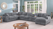 Celine - Fabric Corner Sectional Sofa With Right-Facing Chaise, Cupholders, And Charging Ports - R&R Furniture Gallery (Fountain Valley, CA)