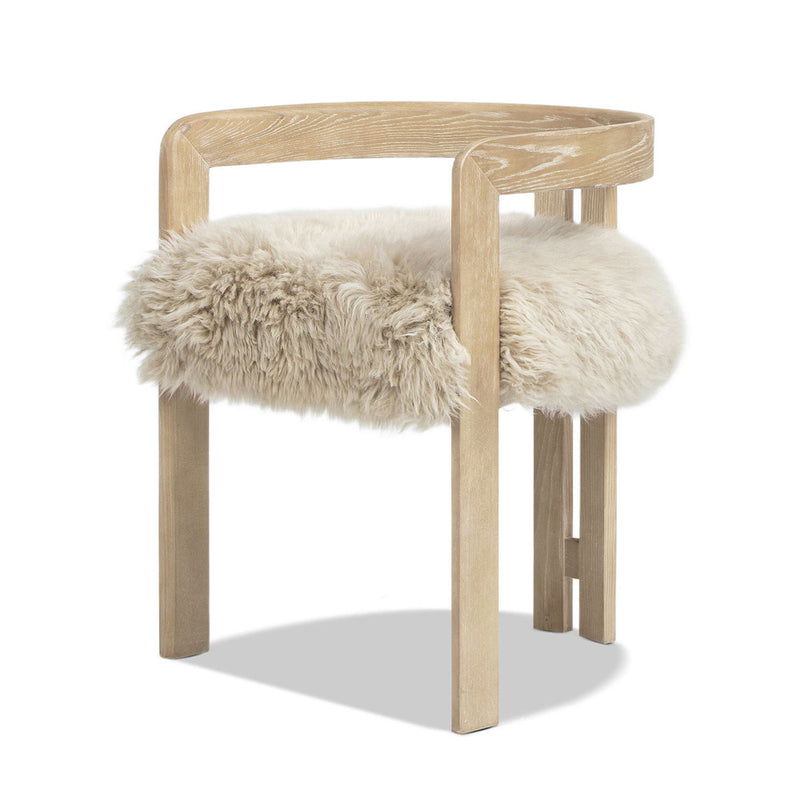 Millwick low back dining arm chair in natural blonde wood with a sleek, modern design by Jennifer Taylor Home.