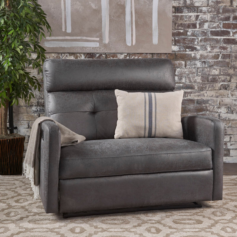 Alma - Contemporary Upholstered Loveseat Recliner - Slate - R&R Furniture Gallery (Fountain Valley, CA)