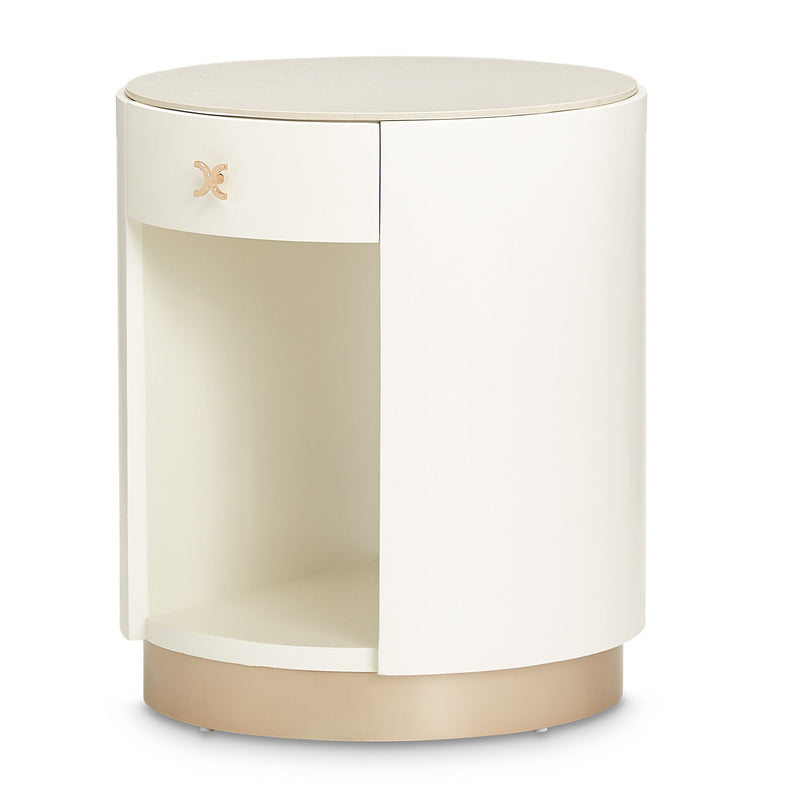 La Rachelle - Round End Table - Champagne - R&R Furniture Gallery (Fountain Valley, CA)