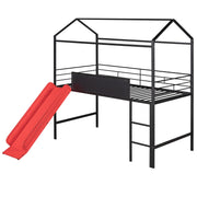 Twin Metal Loft Bed With Slide And 2 Sided Writable Wooden Board - Black - R&R Furniture Gallery (Fountain Valley, CA)