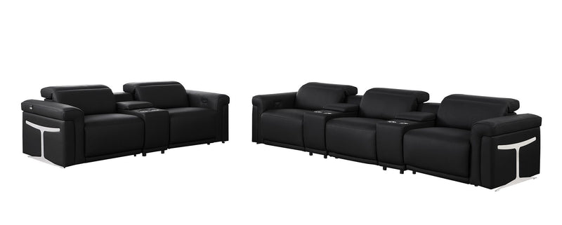 1126 - 8-Piece Modular Power Reclining Sofa & Loveseat Set In With 5 Power Recliners & Power Headrests
