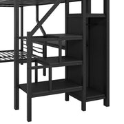 Twin Over Full L Shaped Bunk & Loft Bed With Built-In Wardrobe, Desk, And USB Ports - Black - R&R Furniture Gallery (Fountain Valley, CA)