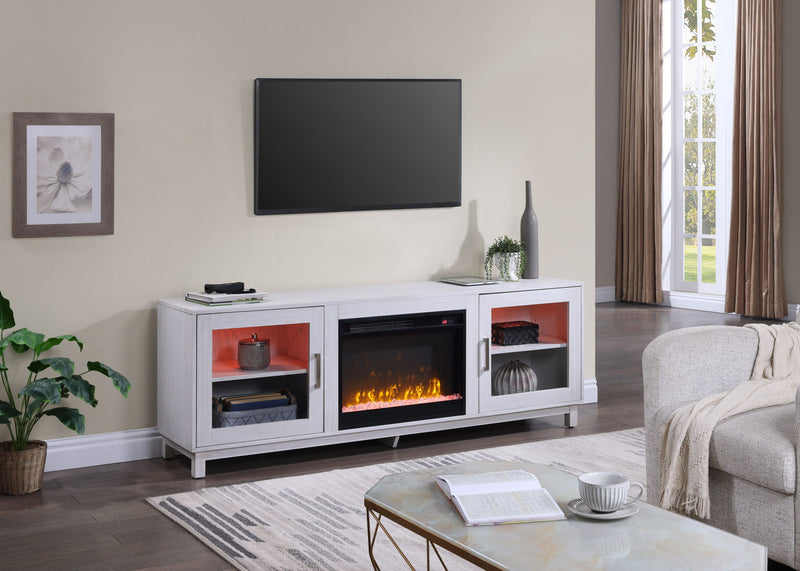 Summit - TV Stand Console With Fireplace - White Walnut Finish - R&R Furniture Gallery (Fountain Valley, CA)