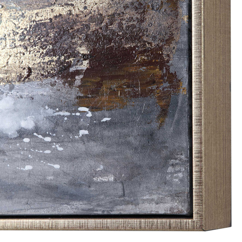 Hand-painted blue canvas art by Uttermost, featuring vibrant brushstrokes and abstract design for modern home decor.