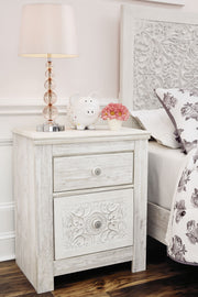 Paxberry - Two Drawer Night Stand - Whitewash - R&R Furniture Gallery (Fountain Valley, CA)