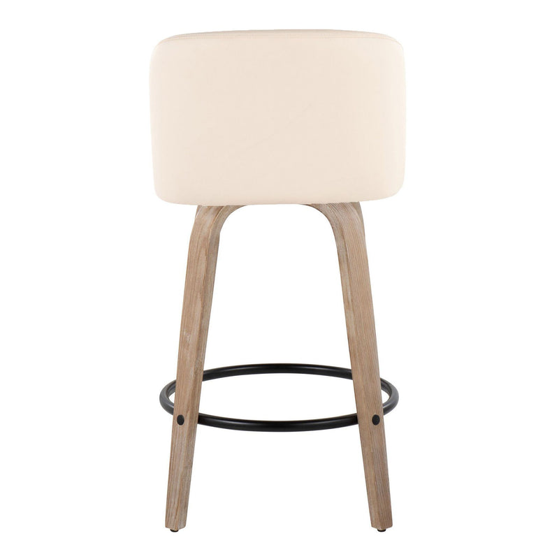 Toriano - Contemporary Fixed-Height Counter Stool & Swivel With Round Footrest (Set of 2) - R&R Furniture Gallery (Fountain Valley, CA)
