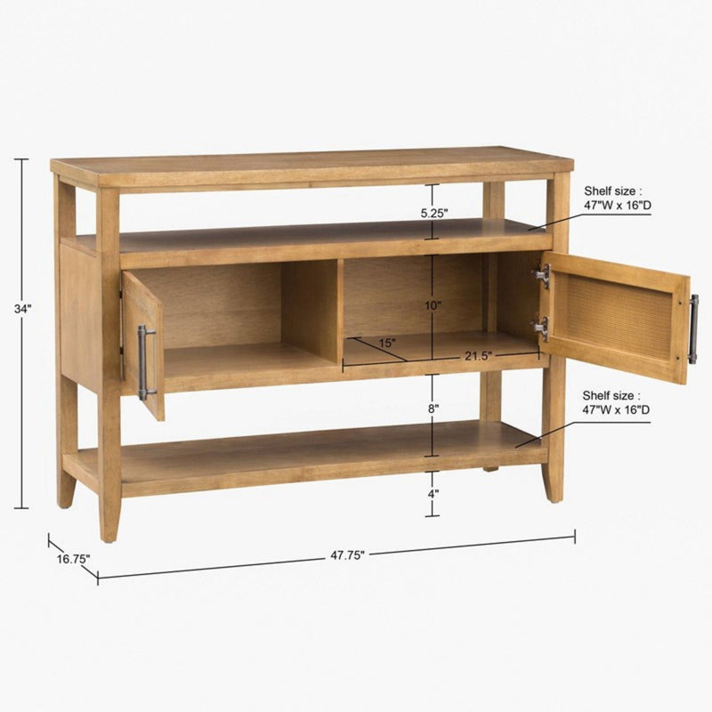 Naomi - 2 Door Storage Console Table With Ample Shelving - Natural - R&R Furniture Gallery (Fountain Valley, CA)