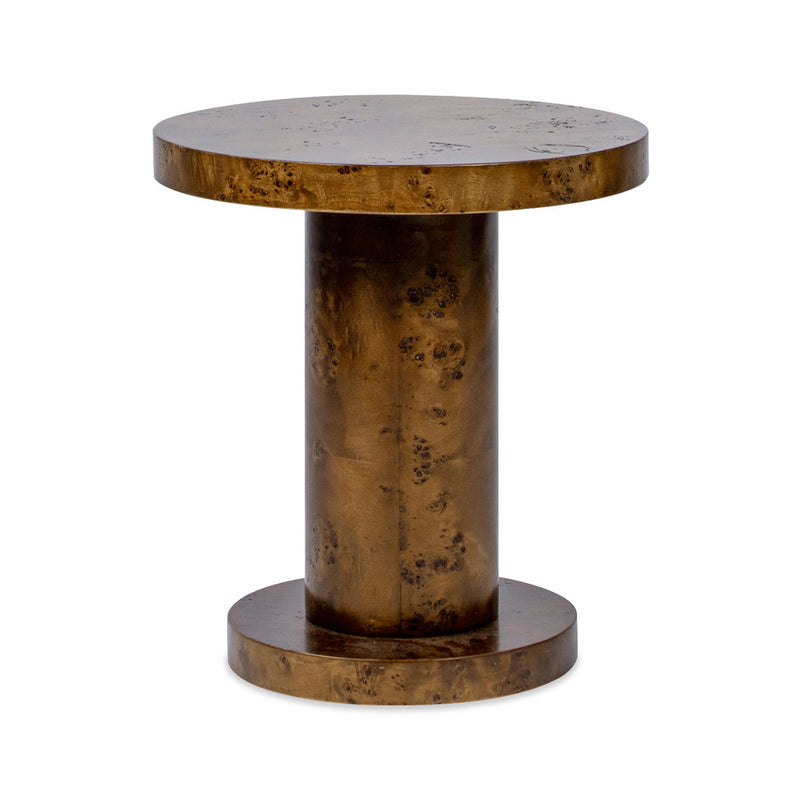 Bolin - Round Pillar Burl Accent Side Table - Walnut Brown - R&R Furniture Gallery (Fountain Valley, CA)