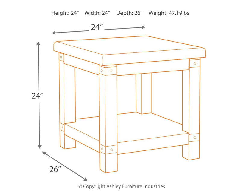 Carynhurst - Rectangular End Table - White Wash Gray - R&R Furniture Gallery (Fountain Valley, CA)