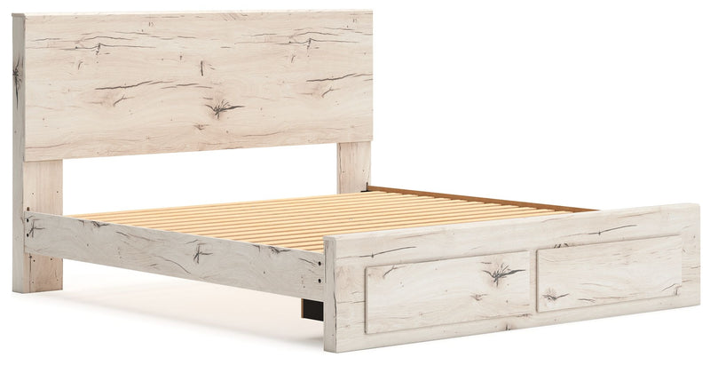 Signature Design by Ashley lawroy panel bed with built-in storage drawers in a modern bedroom setup