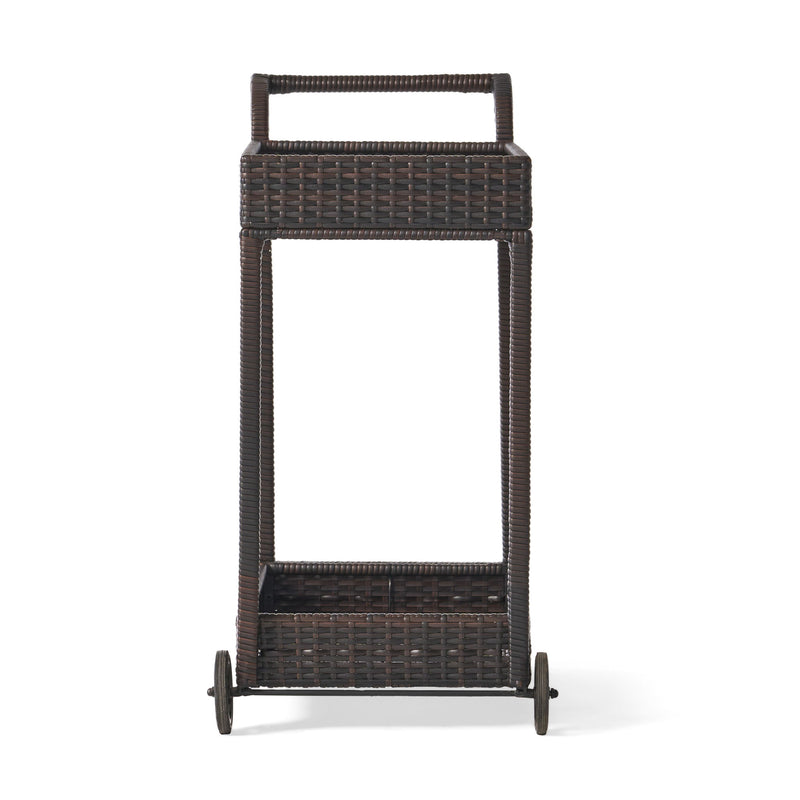 Resin Wicker Bar Cart With Metal Frame - Brown - R&R Furniture Gallery (Fountain Valley, CA)