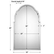Brayden Pearl Silver frameless arched wall mirror by Uttermost, showcasing a sleek, modern design with a silver finish.