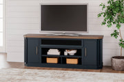 Landocken - XL TV Stand W/Fireplace Option - Brown / Blue - R&R Furniture Gallery (Fountain Valley, CA)