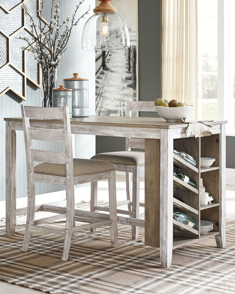 Skempton - Rectangular Counter Table With Storage - White - R&R Furniture Gallery (Fountain Valley, CA)