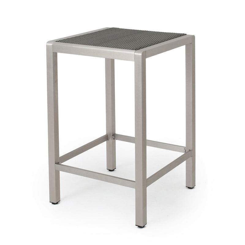 Outdoor 43" Aluminum Bar Table With Rattan Table Top - Gray / Silver - R&R Furniture Gallery (Fountain Valley, CA)