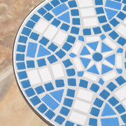 Outdoor Round Side Table With Mosaic Style Top And Curved Iron Legs - Blue / Matte Black - R&R Furniture Gallery (Fountain Valley, CA)
