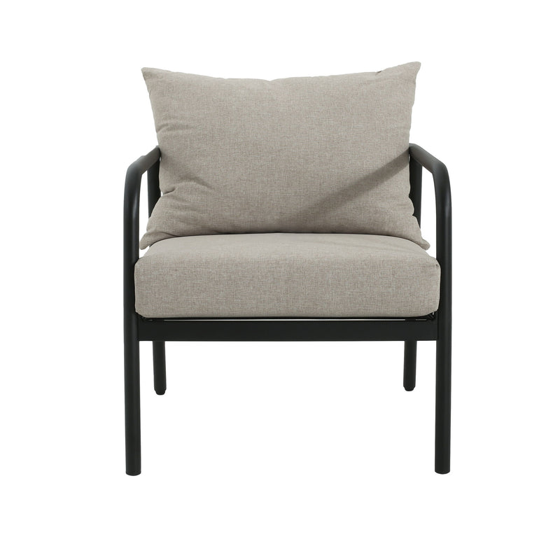 Leora - Modern Minimalist Round Tube Sofa Chair With Cushions - Beige / Black - R&R Furniture Gallery (Fountain Valley, CA)