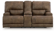 Beckley Place - Power Reclining Loveseat With Console / Adjustable Headrest - Earth - R&R Furniture Gallery (Fountain Valley, CA)