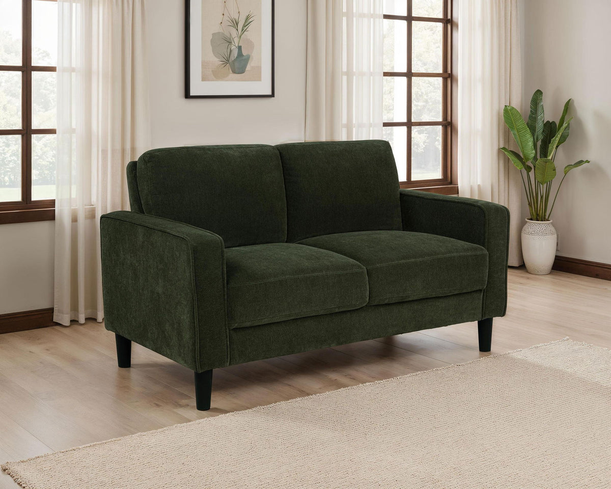 Ruth Fabric Upholstered Track Arm Loveseat Matcha Green