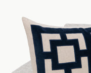 Navy blue 22x22 inch Novel Estate NV Corbin accent pillow by Classic Home with textured fabric and decorative look.