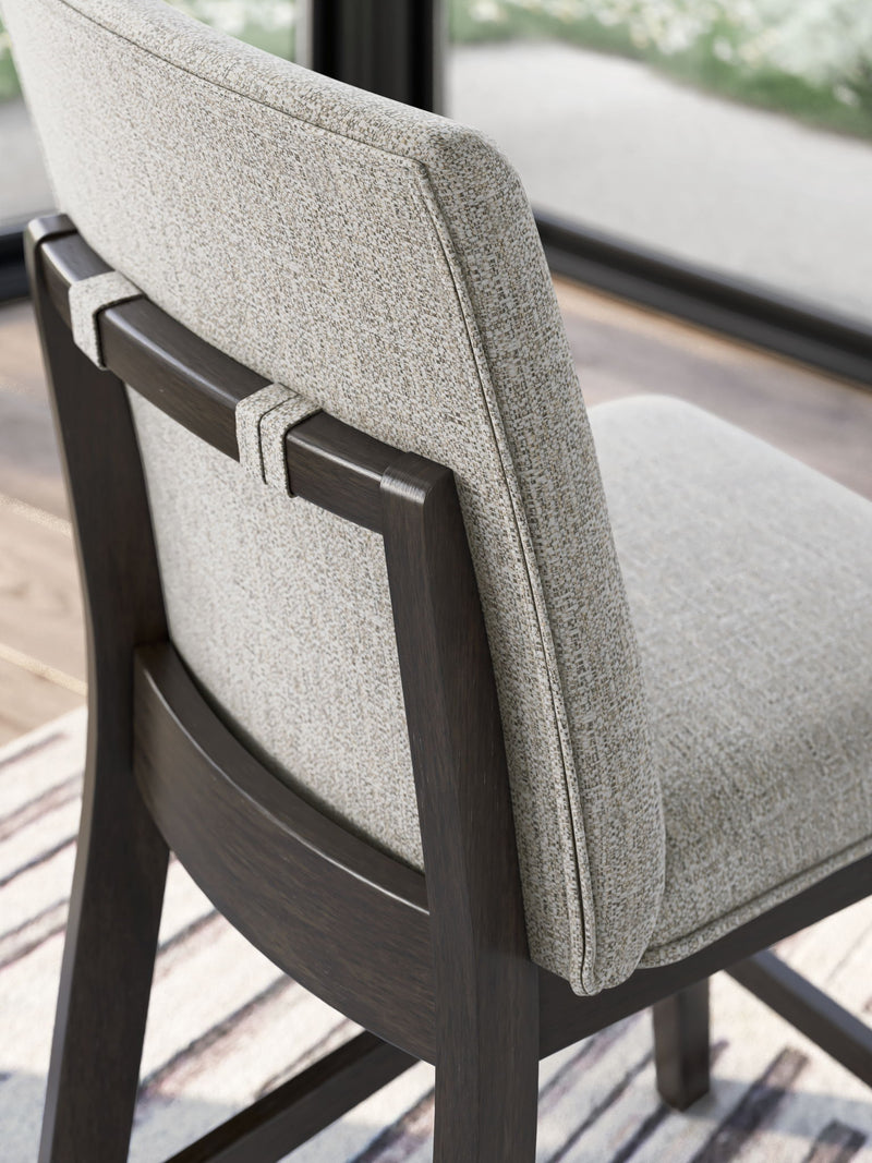 Neymorton - Upholstered Barstool (Set of 2) - Dark Grayish Brown - R&R Furniture Gallery (Fountain Valley, CA)