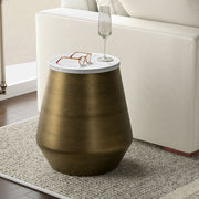 Benning - Side Table - Antique Brass / White - R&R Furniture Gallery (Fountain Valley, CA)