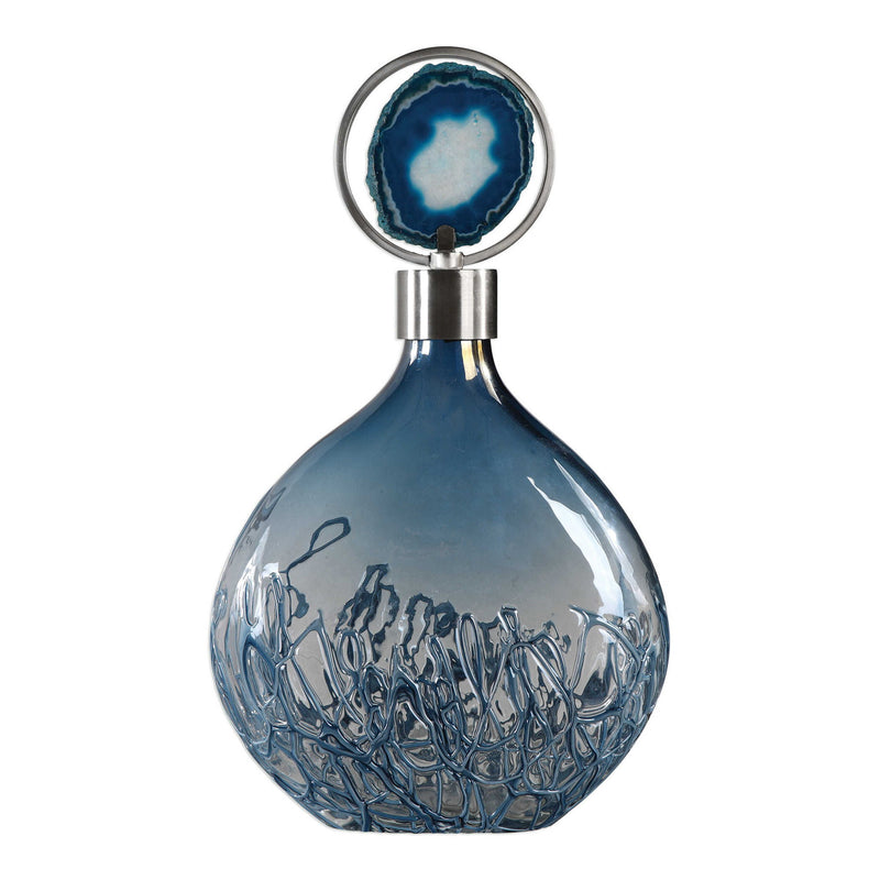 Sky blue Rae vase by Uttermost featuring a sleek, modern design with smooth curves, perfect for stylish home decor.
