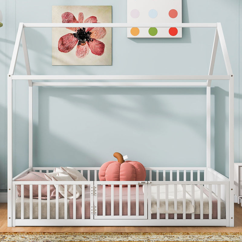 Metal House Bed With Fence And Door - R&R Furniture Gallery (Fountain Valley, CA)