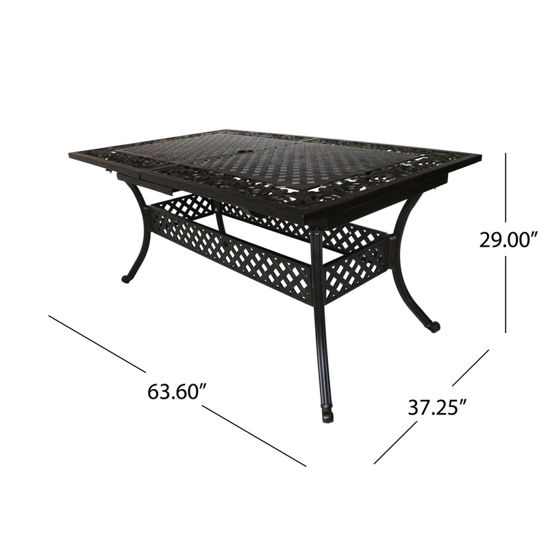 Outdoor Extendable Aluminum Dining Table With Pattern Table Top And Curved Legs - Copper - R&R Furniture Gallery (Fountain Valley, CA)