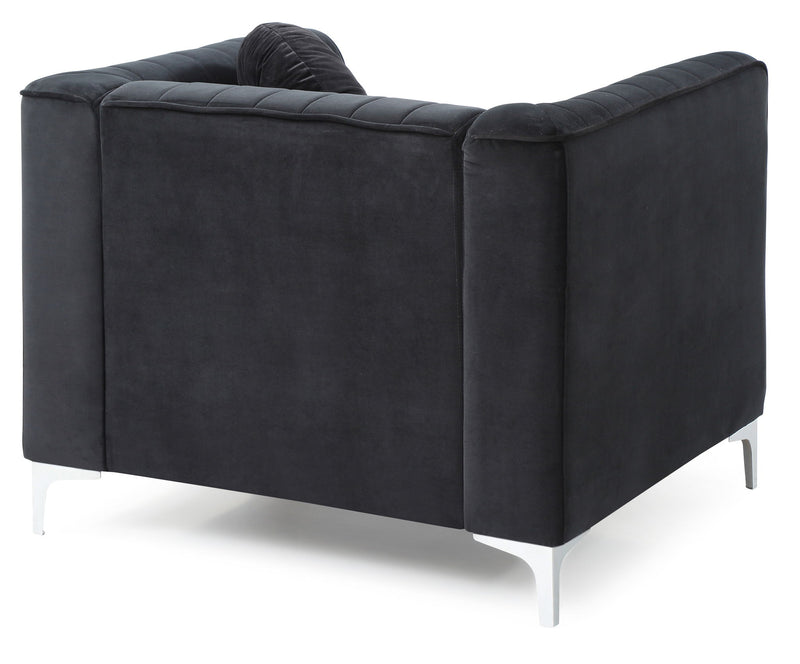Contemporary sloped armchair by Glory Furniture with plush upholstery and sleek modern design, shown in a stylish living room setting.